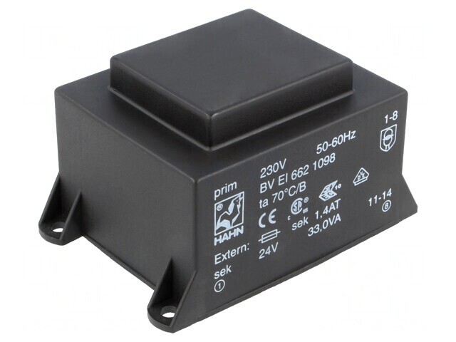 Transformator &icirc;ncapsulat 33VA 230V 24V 1375mA PCB