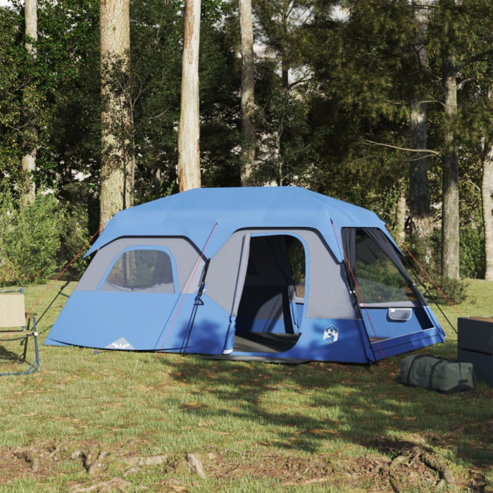 vidaXL Cort de camping pentru 9 persoane, albastru, impermeabil
