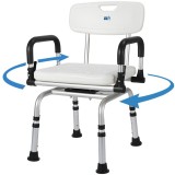 Scaun de baie/dus rotativ, Linomag&reg;, Reglabil pe inaltime, Ventuze de prindere, Spatar, Sezut moale, Manere rabatabile, Rotatie 360&deg;, din Aluminiu, Pe