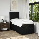 VidaXL Pat box spring cu saltea, negru, 90x190 cm, textil