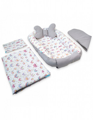 Set 5 piese Baby Nest din Bumbac, curcubeu foto