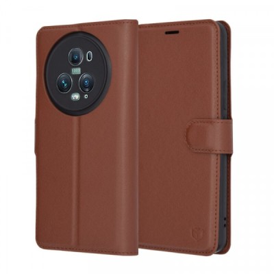 Husa pentru Honor Magic5 Pro, Techsuit, Leather Folio, Maro foto