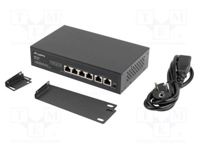 Switch Ethernet LANBERG 6 porturi RJ45 Fast Ethernet 100Mbps negru 1U rack foto