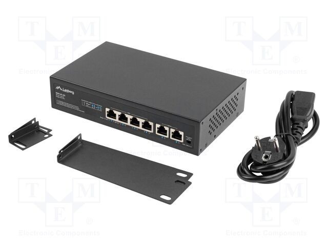 Switch Ethernet LANBERG 6 porturi RJ45 Fast Ethernet 100Mbps negru 1U rack