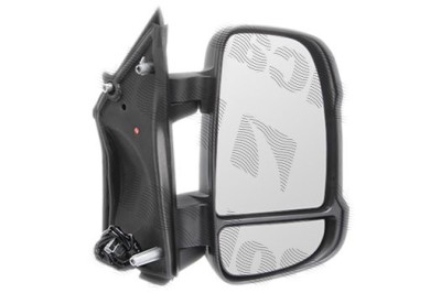 Oglinda exterioara Citroen Jumper, Fiat Ducato, Peugeot Boxer, 2006-2021, partea Dreapta, culoare sticla crom, sticla convexa, cu carcasa neagra, cu foto