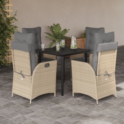 vidaXL Set mobilier pentru grădină, 5 piese, cu perne, bej, poliratan foto