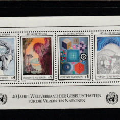 Natiunile Unite Vienna 1986-W.F.U.N.A.,Federatia Mond.UN.,dantelate,MNH,Mi.Bl.3