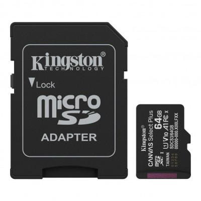 Card Memorie microSDXC Kingston Canvas Select Plus Android A1, 64Gb, Clasa 10 / UHS-1 U1, Cu Adaptor SDCS3/64GB foto