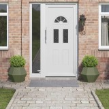 Cumpara ieftin Jardiniera 2 pcs Verde masliniu 50 x 50 x 40 cm Otel