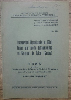 Tratamentul hipocalcemiei la cainii tineri prin injectii intramusculare// 1936 foto