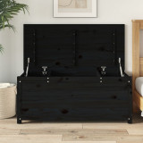 VidaXL Cutie de depozitare, negru, 110x50x45,5 cm, lemn masiv de pin