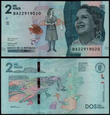COLUMBIA █ bancnota █ 2000 Pesos █ 2018 █ P-458 █ UNC █ necirculata foto