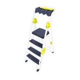 Scara cu 3 trepte, aluminiu, maxim 150 kg, Albastru/Alb