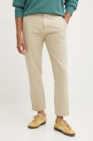 HUGO pantaloni de bumbac culoarea bej, drept, 50525176