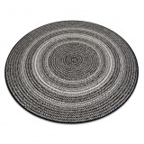 Covor rotund sisal Flat 48837690 Boho, tresă negru, cerc 120 cm