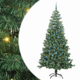 vidaXL Brad de Crăciun cu 300 LED cu suport Verde 240 cm PVC 3396405