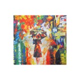 Esarfa patrata FP dama, Dacali, rosu/ albastru, 70x70 cm