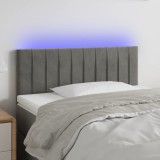 VidaXL Tăblie de pat cu LED, gri deschis, 80x5x78/88 cm, catifea