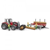 Cumpara ieftin Bruder - Tractor Massey Ferguson 7480 Cu Incarcator Frontal Si Remorca Pentru