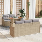 vidaXL Set de canapele pentru grădină 6 pcs Bej Rattan poli