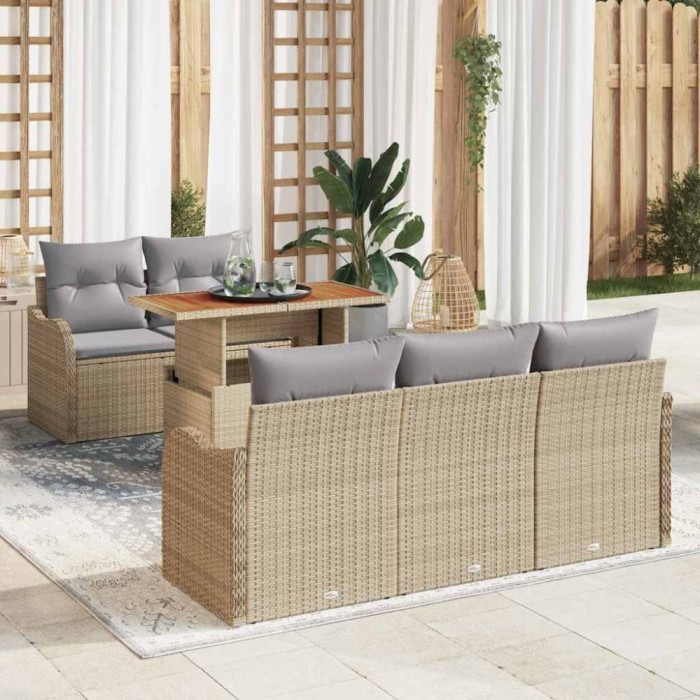 Set de canapele pentru grădină Manual 6 pcs bej și gri deschis