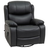 HOMCOM Fotoliu Relaxant cu Masaj și &Icirc;nclinare Reglabilă, Fotoliu Electric Rotativ la 360&deg; cu Telecomandă, 97x92x104 cm, Negru
