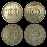 Coreea de Sud , lot 2 - 4 x 100 Won 1983 , 1988 , 1989 , 1991, Asia, Cupru-Nichel