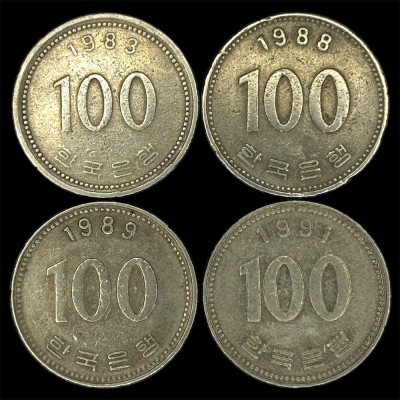 Coreea de Sud , lot 2 - 4 x 100 Won 1983 , 1988 , 1989 , 1991 foto