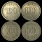 Coreea de Sud , lot 2 - 4 x 100 Won 1983 , 1988 , 1989 , 1991