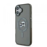 Husa MagSafe pentru Apple iPhone 16, Karl Lagerfeld, IML Metal Karl &amp; Choupette&#039;s Heads, Neagra