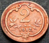 Moneda istorica 2 HELLER / Heleri - AUSTRIA, anul 1912 *cod 2810 A