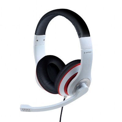 CASTI Gembird, cu fir, standard, utilizare multimedia, call center, microfon pe brat, conectare prin Jack 3.5 mm, alb / negru, &amp;quot;MHS-03-WTRDBK&amp;quot;, (timbr foto