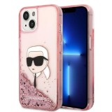 Husa pentru Apple iPhone 14 Plus, Karl Lagerfeld, Glitter Karl&#039;s Head, Roz