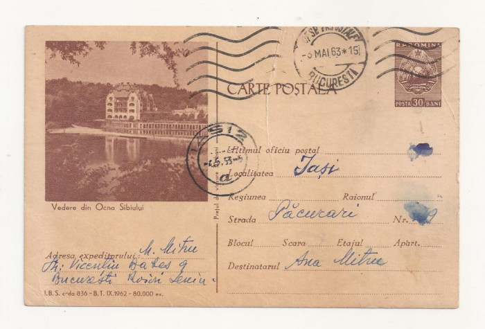 RF25 -Carte Postala- Vedere din Ocna Sibiului, circulata 1963