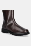 Ecco cizme de piele Metro Amsterdam Clean culoarea maro, cu toc plat, 222063-01667