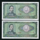 q654 RSR PERECHE CONSECUTIVA 50 LEI 1966 NECIRCULATA UNC