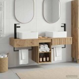 Cumpara ieftin Set dulap baie 3 buc. Stejar Artizanal 130 x 41 x 80 cm