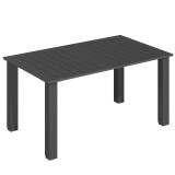 Outsunny Masă de grădină pentru 4-6 persoane, masă de dining pentru exterior cu orificiu pentru umbrelă, blat cu lamele 150 x 90 x 73 cm, negru | Aoso