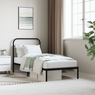 vidaXL Cadru pat metalic cu tăblie, negru, 90x200 cm foto
