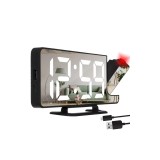 Ceas Desteptator LED Izoxis 19576 cu Proiector, Oglinda, 5 Nivele Iluminare, Negru, ABS, 18.5x7.5x4cm, Alimentare USB/Baterii