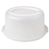 Platou rotund Pufo Cookies cu capac transparent pentru servire torturi, prajituri, briose, &Oslash; 29 cm, roz