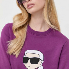 Karl Lagerfeld bluza femei, culoarea violet, cu imprimeu