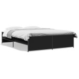 Cumpara ieftin Cadru de pat, negru, 140x200 cm, lemn prelucrat si metal