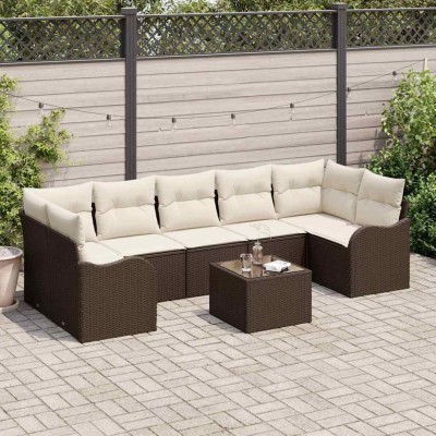 vidaXL Set de canapele pentru grădină 8 pcs Maro 55 x 55 x 37 cm 3345618 foto