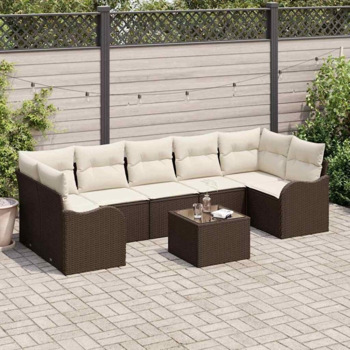 vidaXL Set de canapele pentru grădină 8 pcs Maro 55 x 55 x 37 cm 3345618