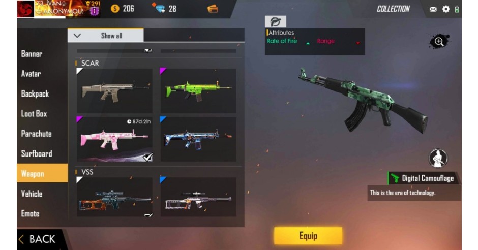 vand cont de free fire