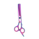 Foarfeca de filat pentru tuns parul de caini, pisici si alte animale de companie, JustZEN&trade; Profesional, Multicolora, 17 cm