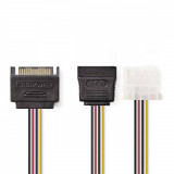 Cablu de alimentare intern SATA 15-pin tata - Molex mama + SATA 15-pin mama 0.15m Nedis