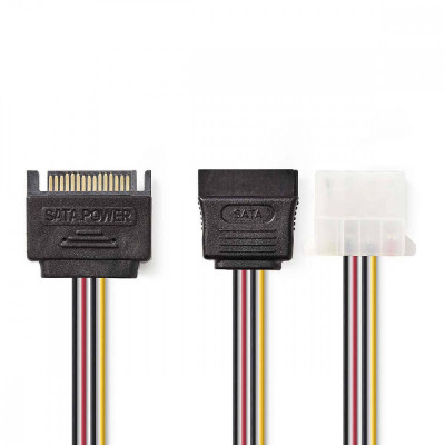 Cablu de alimentare intern SATA 15-pin tata - Molex mama + SATA 15-pin mama 0.15m Nedis foto