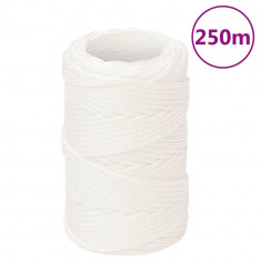 vidaXL Frânghie de barcă, alb complet, 2 mm, 250 m, polipropilenă